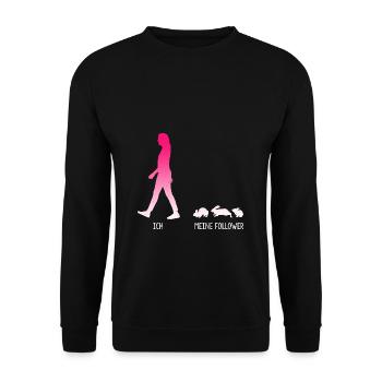 Ich Meine Follower Kaninchen Hasen Häschen Hase - Unisex Pullover - Schwarz - Vorne - Alina (178cm) & Michal (187cm)