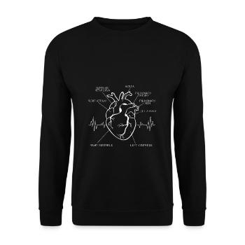 Anatomisches Herz Design EKG Arzt Medizin Krankens - Unisex Pullover - Schwarz - Vorne - Alina (178cm) & Michal (187cm)