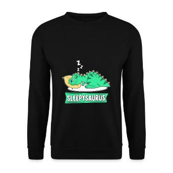 Sleepysaurus Favorite Shawl Shirt Pajamas Din - Unisex Sweatshirt - black - Front - Alina (178cm) & Michal (187cm)