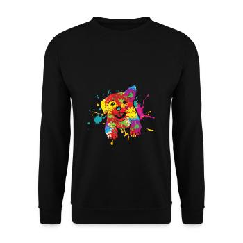 Golden Retriever Pop Art Motiv für Hundebesitzer G - Unisex Pullover - Schwarz - Vorne - Alina (178cm) & Michal (187cm)