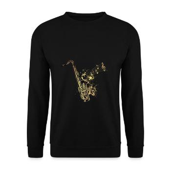 Saxophon Musik Noten Saxophonist & Musiker - Unisex Pullover - Schwarz - Vorne - Alina (178cm) & Michal (187cm)