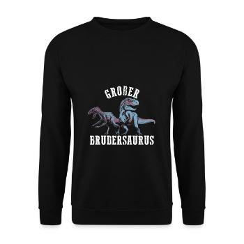 Großer Brudersaurus T-Rex Dino Geschenk Großer Bru - Unisex Pullover - Schwarz - Vorne - Alina (178cm) & Michal (187cm)