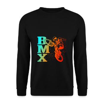 BMX cooles Retro Fan Geschenk Motiv für Junge Mädc - Unisex Pullover - Schwarz - Vorne - Alina (178cm) & Michal (187cm)