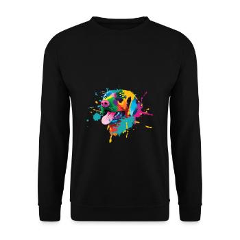 Golden Retriever Pop Art Motiv für Hundebesitzer - Unisex Pullover - Schwarz - Vorne - Alina (178cm) & Michal (187cm)