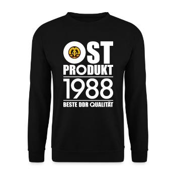 OSTPRODUKT 1988 DDR OSSI 38. GEBURTSTAG - Unisex Pullover - Schwarz - Vorne - Alina (178cm) & Michal (187cm)