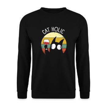 Katze Holic - Unisex Pullover - Schwarz - Vorne - Alina (178cm) & Michal (187cm)