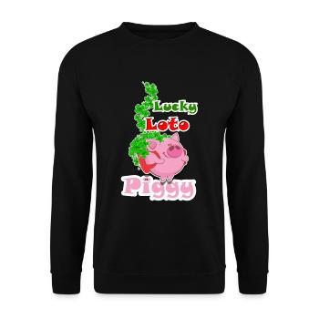 Lucky LOTO piggy - Sweat-shirt Unisexe - noir - Devant - Alina (178cm) & Michal (187cm)