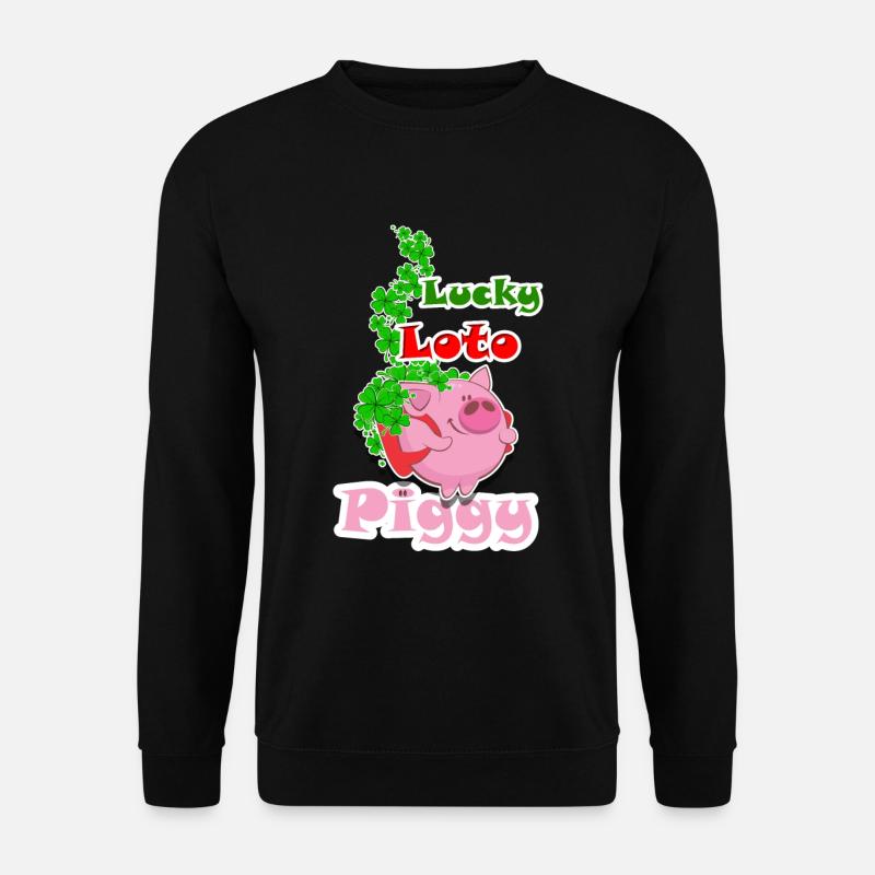 Glückliches LOTO-Schweinchen - Unisex Pullover - Schwarz