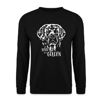 Loved by a Golden Retriever dog saying Wilsigns - Unisex Sweatshirt - black - Front - Alina (178cm) & Michal (187cm)