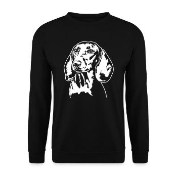 Dachshund Dachshund Teckel Dog Portrait Dogs - Unisex Sweatshirt - black - Front - Alina (178cm) & Michal (187cm)