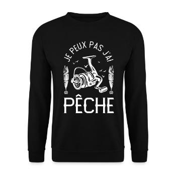 cadeau pêcheur J peux pas j ai peche humour pêcher - Sweat-shirt Unisexe - noir - Devant - Alina (178cm) & Michal (187cm)