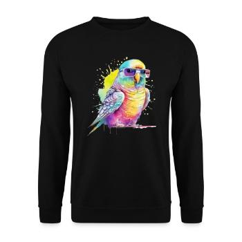 Perruche fraîche colorée avec des lunettes - Sweat-shirt Unisexe - noir - Devant - Alina (178cm) & Michal (187cm)