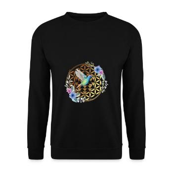 Kolibri BunteR Vogel Natur Kolibri Blume Geschenk - Unisex Pullover - Schwarz - Vorne - Alina (178cm) & Michal (187cm)