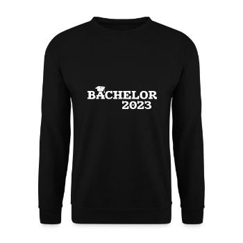 Bachelor 2023 Bachelorprüfung Uni Abschluss - Unisex Pullover - Schwarz - Vorne - Alina (178cm) & Michal (187cm)