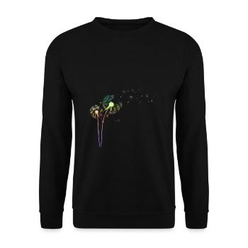 Bunte Pusteblume | Löwenzahn Blume Frühling Sommer - Unisex Pullover - Schwarz - Vorne - Alina (178cm) & Michal (187cm)