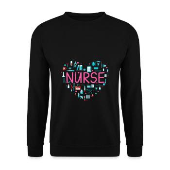 Nurse Heart Nurse Gift Nursing - Unisex Sweatshirt - black - Front - Alina (178cm) & Michal (187cm)