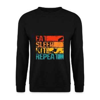 Kiteboarding Kite Kiten - Eat Sleep Kite Kitesurfe - Unisex Pullover - Schwarz - Vorne - Alina (178cm) & Michal (187cm)