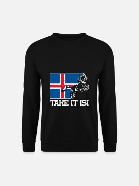Islandpferde Take it Isi Islandflagge Geschenk - Unisex Pullover - Schwarz
