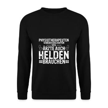 Physiotherapeut Helden Masseur Humor Beruf Physiot - Unisex Pullover - Schwarz - Vorne - Alina (178cm) & Michal (187cm)