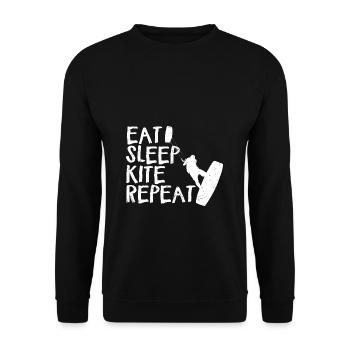 Kiteboarding Kite Kiten - Eat Sleep Kite Kitesurfe - Unisex Pullover - Schwarz - Vorne - Alina (178cm) & Michal (187cm)
