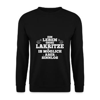 Ein Leben Ohne Lakritze Is Möglich Aber Sinnlos Sü - Unisex Pullover - Schwarz - Vorne - Alina (178cm) & Michal (187cm)