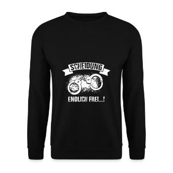 Scheidung Endlich Frei! Ehe Ende Ehemann Ehefrau P - Unisex Pullover - Schwarz - Vorne - Alina (178cm) & Michal (187cm)