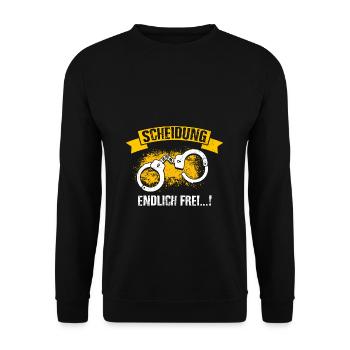 Scheidung Endlich Frei! Ehe Ende Ehemann Ehefrau F - Unisex Pullover - Schwarz - Vorne - Alina (178cm) & Michal (187cm)