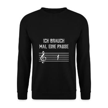 Notenschlüssel Brauch Eine Pause Musiker Geschenk - Unisex Pullover - Schwarz - Vorne - Alina (178cm) & Michal (187cm)