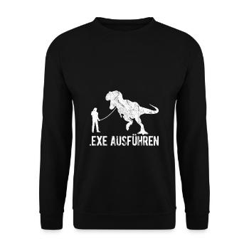EXE Ausführen - Admin IT Mitarbeiter Design Geeks - Unisex Pullover - Schwarz - Vorne - Alina (178cm) & Michal (187cm)