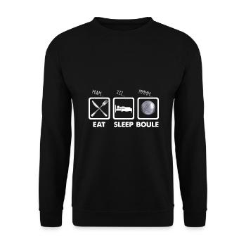 Eat sleep boule Humour Pétanque - Sweat-shirt Unisexe - noir - Devant - Alina (178cm) & Michal (187cm)