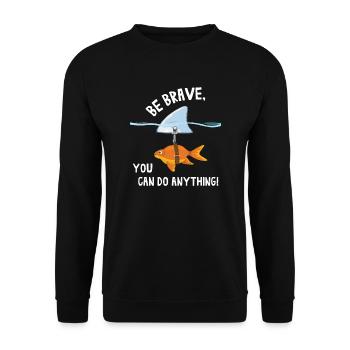 Goldfisch mutig Haiflosse motiviert - Unisex Pullover - Schwarz - Vorne - Alina (178cm) & Michal (187cm)