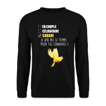 Mon canari, ma passion - Sweat-shirt Unisexe - noir - Devant - Alina (178cm) & Michal (187cm)