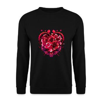 Heart of Roses | Valentine's Day | Heart of Roses - Unisex Sweatshirt - black - Front - Alina (178cm) & Michal (187cm)
