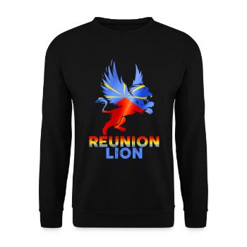 Drapeau la Réunion lion ailé Puissance et Force - Sweat-shirt Unisexe - noir - Devant - Alina (178cm) & Michal (187cm)