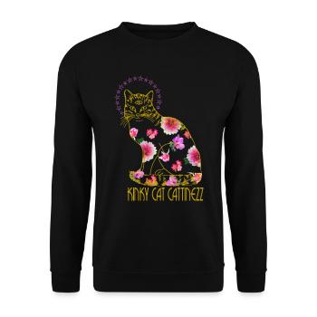 Vintage Cat - Unisex Pullover - Schwarz - Vorne - Alina (178cm) & Michal (187cm)
