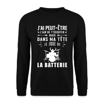 In my head I'm playing drums - Unisex Sweatshirt - black - Front - Alina (178cm) & Michal (187cm)