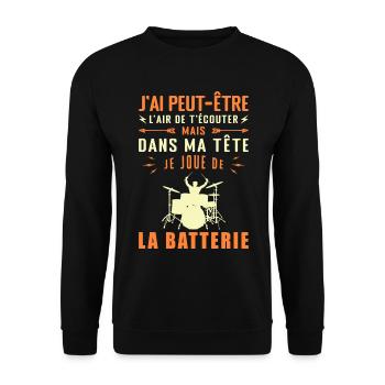 In my head I'm playing drums - Unisex Sweatshirt - black - Front - Alina (178cm) & Michal (187cm)