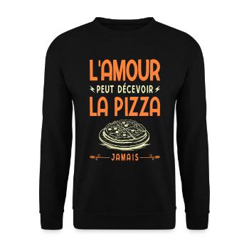 L'amour Peut Décevoir La Pizza Jamais Fast Food - Sweat-shirt Unisexe - noir - Devant - Alina (178cm) & Michal (187cm)