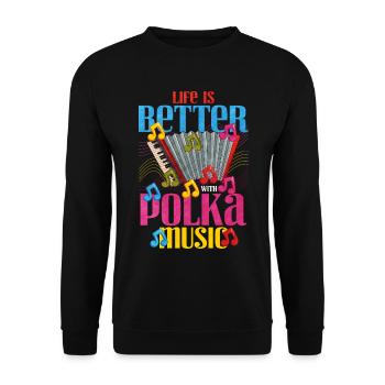 Akkordeon Polka Musik Geschenk - Unisex Pullover - Schwarz - Vorne - Alina (178cm) & Michal (187cm)