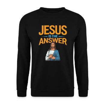 Jesus is the answer - Jesus ist die Antwort - Unisex Sweatshirt - black - Front - Alina (178cm) & Michal (187cm)