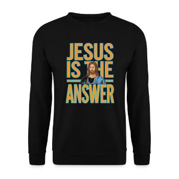 Jesus is the answer - Jesus ist die Antwort - Unisex Sweatshirt - black - Front - Alina (178cm) & Michal (187cm)