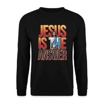 Jesus is the answer - Jesus ist die Antwort - Unisex Sweatshirt - black - Front - Alina (178cm) & Michal (187cm)
