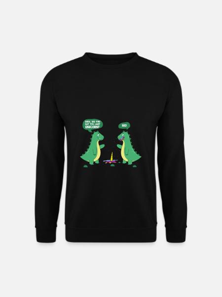Dino Einhorn Witz Dinosaurier Cartoon Comic - Unisex Pullover - Schwarz