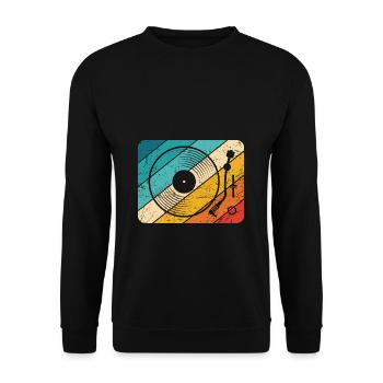 Vinly Plattenspieler Schallplatte LP Musik Motiv L - Unisex Pullover - Schwarz - Vorne - Alina (178cm) & Michal (187cm)