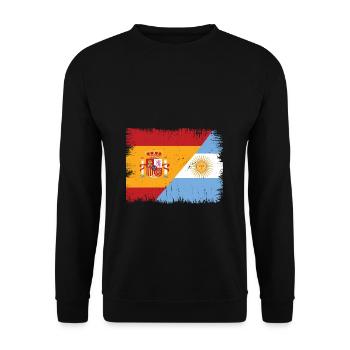 Argentinien Spanien Flagge von Argentinien Geschenk - Unisex Pullover - Schwarz - Vorne - Alina (178cm) & Michal (187cm)