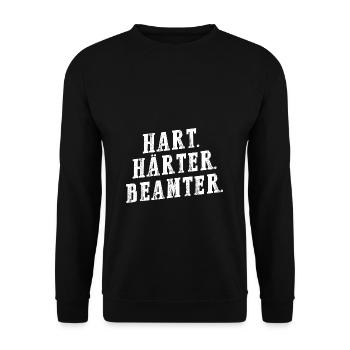 Hart Härter Beamter - Beamten Geschenk - Unisex Pullover - Schwarz - Vorne - Alina (178cm) & Michal (187cm)