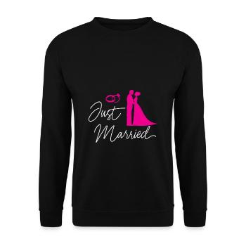 Just Married Marriage Bride Wedding JGA Gift - Unisex Sweatshirt - black - Front - Alina (178cm) & Michal (187cm)