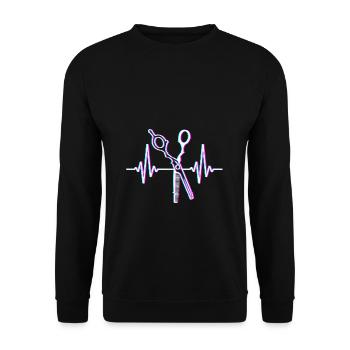 Herzschlag Frisör Salon Schere Barber Friseur Gesc - Unisex Pullover - Schwarz - Vorne - Alina (178cm) & Michal (187cm)
