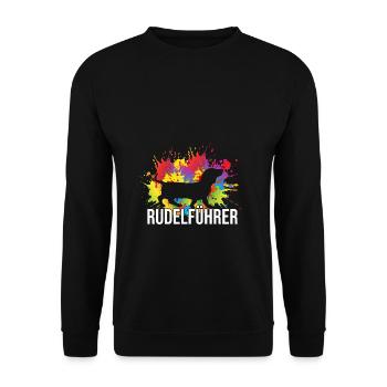 Dachshund Dackel Rauhaardackel Rudelführer Hundeli - Unisex Pullover - Schwarz - Vorne - Alina (178cm) & Michal (187cm)