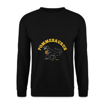 Pommesaurier Pommes Frites Dinosaurier T Rex Fritt - Unisex Pullover - Schwarz - Vorne - Alina (178cm) & Michal (187cm)
